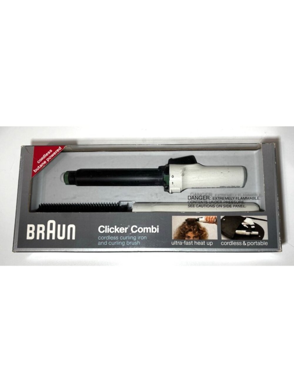 VTG Braun Butane Clicker Combi Hair Curling Iron/Brush CL40 Granny Core Camping